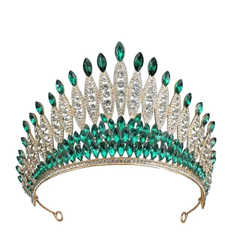 Corona Diadema Barocca con Strass in Lega di Cristallo a Punta per Matrimonio Compleanno Festa Ballo Donna Gioielli per Capelli