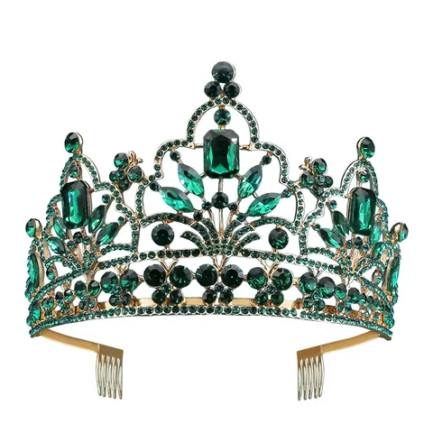 Vintage Baroque Alloy Rhinestone Crown Wedding Queen Headpiece Gold Silver Tiara Birthday Party Hair Accessories For Women