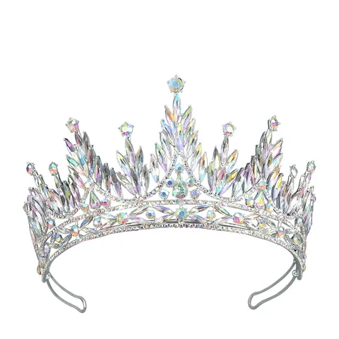 Lussuosa Corona da Sposa Barocca in Lega con Strass Tiara per Donna Matrimonio Concorso Festa Accessori per Capelli Cristallo