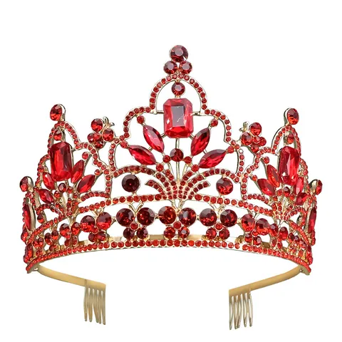 Vintage Baroque Alloy Rhinestone Crown Wedding Queen Headpiece Gold Silver Tiara Birthday Party Hair Accessories For Women