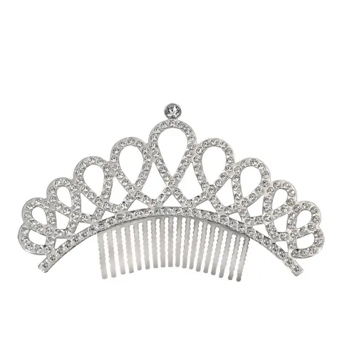 Pettine per Capelli a Corona da Principessa in Lega d'Argento per Ragazze Tiara in Strass di Cristallo per Festa di Compleanno