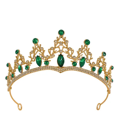 Vintage Strass Bruidskroon Tiara Voor Vrouwen Meisjes Vergulde Legering Opengewerkt Tak Ontwerp Bruiloft Verjaardagsfeest Hoofddeksel