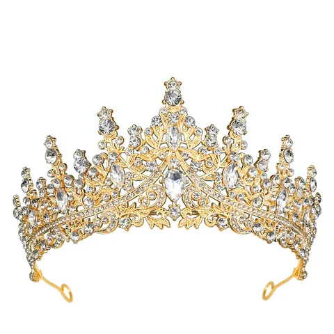 Luxury Alloy Rhinestone Crystal Bridal Crown Tiara For Wedding Birthday Party Baroque Women Headwear Accessories