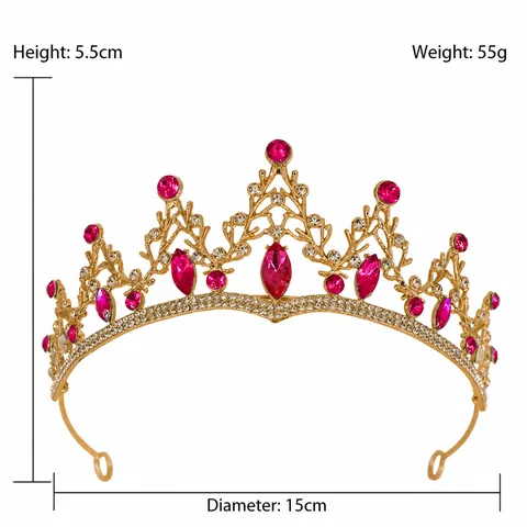 Vintage Strass Bruidskroon Tiara Voor Vrouwen Meisjes Vergulde Legering Opengewerkt Tak Ontwerp Bruiloft Verjaardagsfeest Hoofddeksel