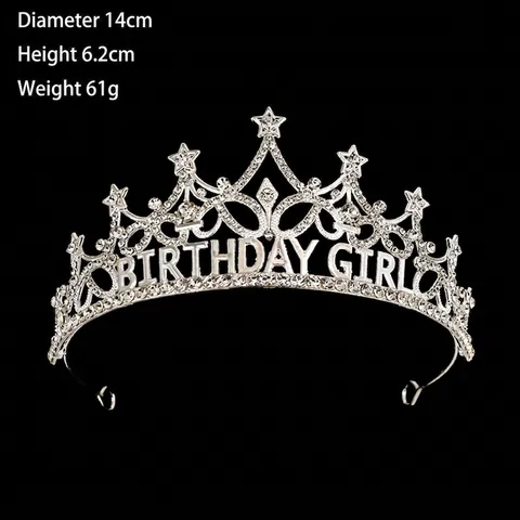 Corona in Lega di Strass Birthday Girl Tiara per Donna Bambini Stella Merry Christmas Cerchietto Festa Decorazione Gioielli