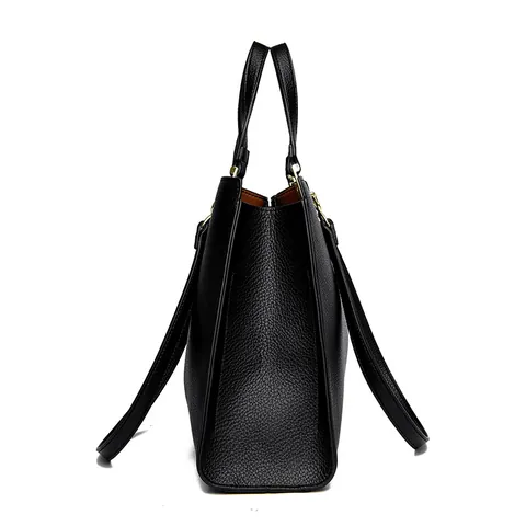 Sac Cabas de Grande Capacité en Cuir Grain de Litchi pour Femmes Matériel Doré Sac à Main de Travail Quotidien