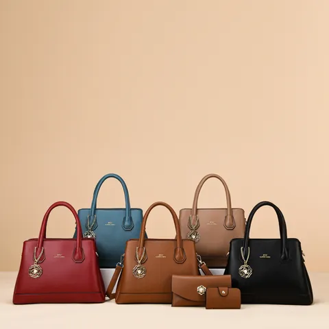 Sac à Main Fourre-tout en Cuir PU Grande Capacité pour Femmes Avec Pendentif Fleur Texture Litchi Sac à Bandoulière Avec Portefeuille et Porte-cartes