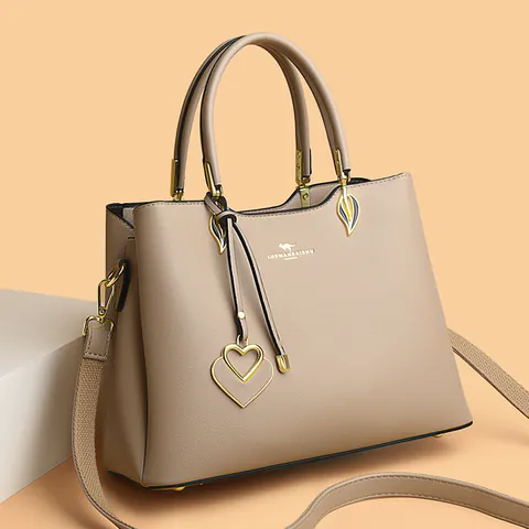Mode Dames Handtas PU Leer Lychee Nerf Schoudertas Met Hartvormige Hanger Elegante Casual Crossbody Tas Voor Dagelijks Gebruik