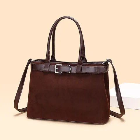 Large Capacity Matte PU Leather Tote Bag For Women Fashion Belt Buckle Decor Handbag Single Shoulder Crossbody Bag Casual Work Office Travel Bag