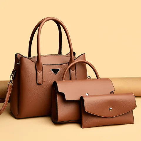 Lussuosa Borsa Tote in Pelle PU a Grana Litchi E Portafoglio per Donna Borsa a Tracolla a Grande Capacità Borsa Cucita
