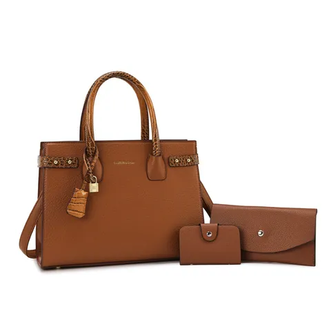 Sac à Main Fourre-tout en Cuir PU Grande Capacité pour Femmes Ensemble Vintage Motif Litchi Crocodile Sacs à Bandoulière