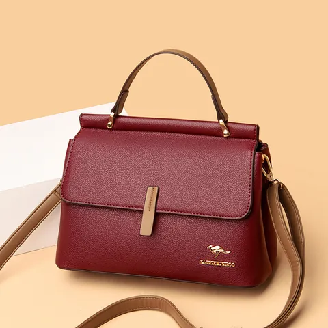 Damen Handtasche Große Kapazität Litschi-Narbung Rindsleder Kontrastfarbe Elegante Umhängetasche Office Tote Mit Oberem Griff