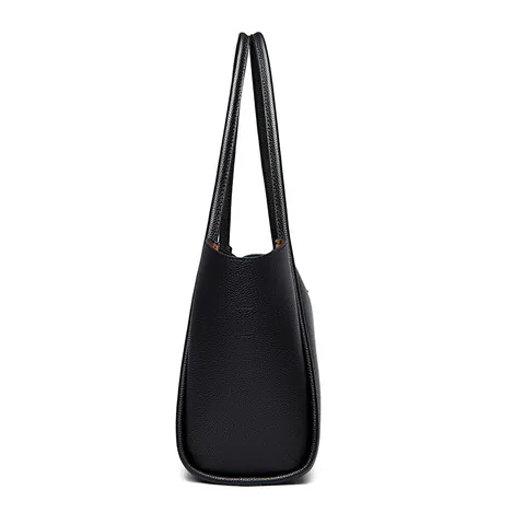 Sac Fourre-Tout Grande Capacité pour Femmes Minimaliste Motif Litchi Cuir PU Sac à Épaule Trajet Bureau Quotidien Sac à Main