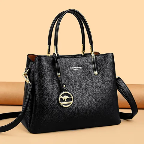 Bolso de Mano de Mujer Moda Grano de Lichi de Cuero PU de Gran Capacidad de Hombro Colgante de Canguro Bolso Tote Crossbody