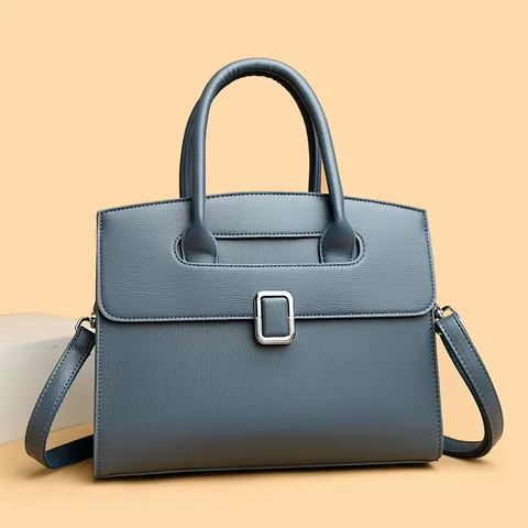 Women Litchi Pattern PU Leather Handbag Large Capacity Tote Bag With Shoulder Strap Elegant Commuter Top Handle Bag