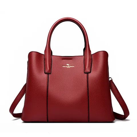 Sac Fourre-tout en Cuir PU Grande Capacité pour Femme Texture Litchi Sac à Main Avec Logo Kangourou Sac à Épaule Business Bureau