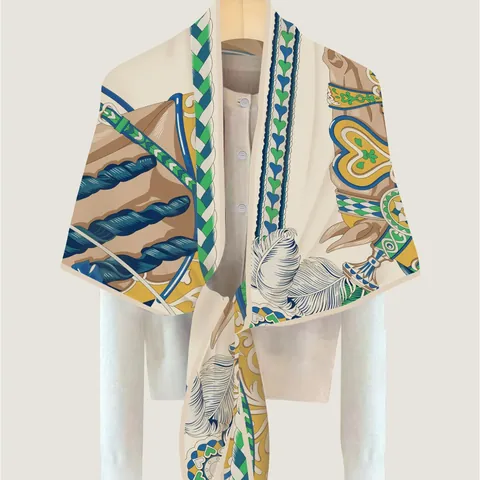 Scialle a Triangolo in Imitazione Cashmere con Stampa Equestre Testa di Cavallo Vintage per Donna Sciarpa Invernale Calda