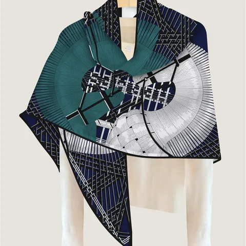 Women Fashion Imitation Cashmere Triangle Scarf Shawl Geometric Horse Print Large Soft Wrap Warm Winter Scarf For Daily Travel