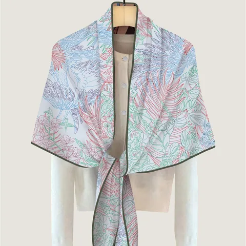 Damen Elegant Kaschmir-Imitat Dreiecktuch Vintage Blumen Vogel Druck Schal Wrap Vielseitig Winter Halstuch Für Damen
