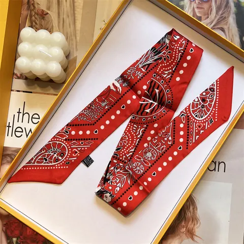 Γυναικείο Vintage Floral Skinny Μαντήλι Satin Twilly Μαντήλι Λαιμού Για Τσάντες Μαλλιά Μόδα Μαντήλι 90x5cm Αξεσουάρ