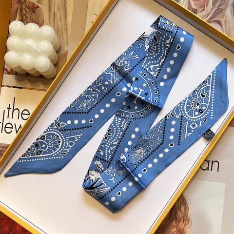 Γυναικείο Vintage Floral Skinny Μαντήλι Satin Twilly Μαντήλι Λαιμού Για Τσάντες Μαλλιά Μόδα Μαντήλι 90x5cm Αξεσουάρ