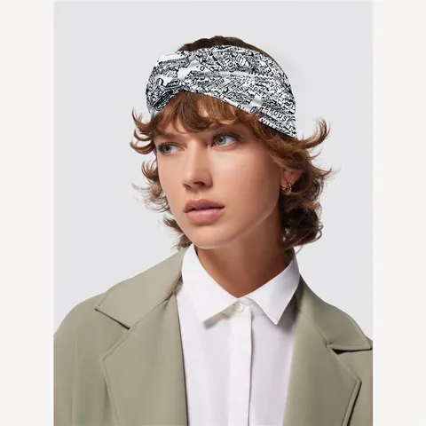 Diadema Retro con Estampado de Mapa para Mujer Nudo Cruzado Borde Ancho Satén Banda para el Cabello High Top Skull Moda París Arquitectura Accesorio