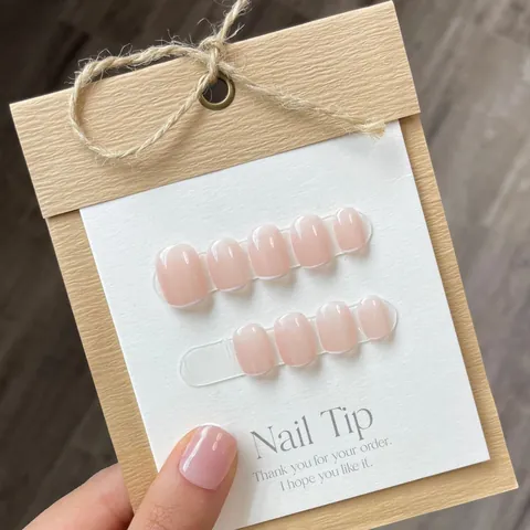 Unghie Finte Francesi Fatte a Mano Sfumatura Rosa Pasta di Fagioli Corte Quadrate Tonde Con Colla Gelatina Donna Gioielli