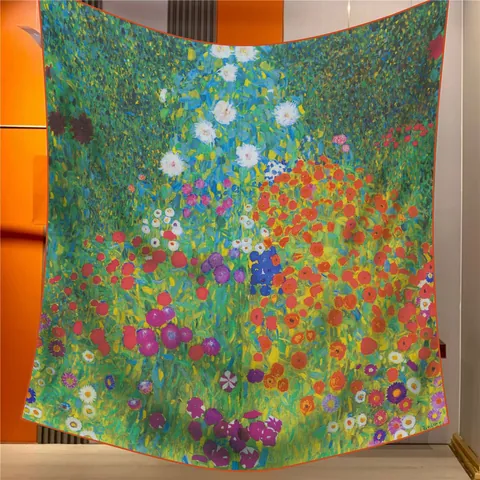 Pañuelo Cuadrado Grande Gustav Klimt Garden Art Print Para Mujer Chal De Acrílico Tipo Cachemir Vintage Multicolor Bufanda Cálida Y Suave Invierno