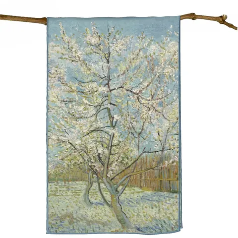 Pañuelo de Satén con Estampado de Pintura al Óleo Artístico para Mujer Chal de Estilo Impresionista Largo y Ligero