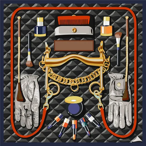Elegante Pañuelo Cuadrado de Satén para Mujer Estampado Ecuestre de Lujo Grande Tacto de Seda Bandana Accesorio de Moda para el Cuello
