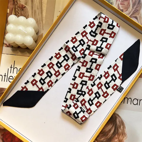 Foulard Twilly in Raso con Motivo a Morsetto Stile Coreano per Donna Sciarpa Skinny per Manico di Borsa Accessorio per Capelli
