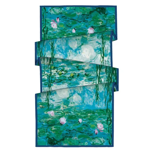 Sciarpa di Raso da Donna Ninfee di Monet Stampa Pittura a Olio Impressionista Scialle Lungo Protezione Solare Accessorio