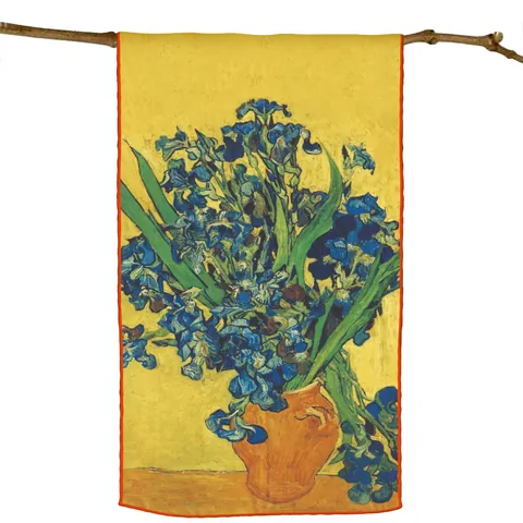 Sciarpa da Donna in Satin Artistico Van Gogh Iris Stampa Floreale Scialle Stile Vintage Leggero Protezione Solare Spiaggia