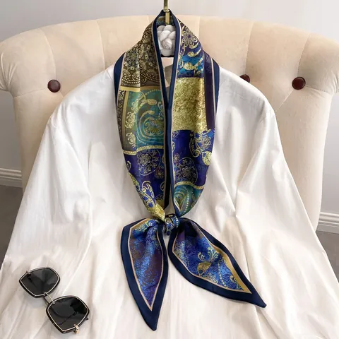 Vintage Print Skinny Scarf Faux Satin Satin Long Narrow Neck Tie Hair Handbag Accessory Artistic Floral For Women