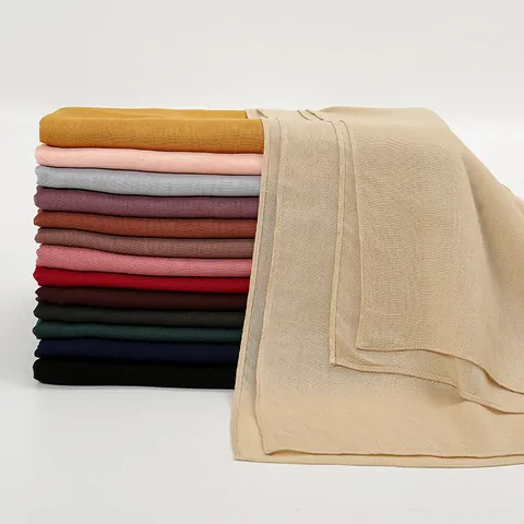 Women's Solid Color Polyester Scarf Breathable Sun Protection Shawl Large Lightweight Hijab Wrap Headscarf For Daily Casual Wear
