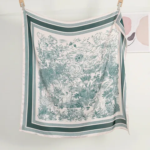 Elegant Satin Square Scarf For Women Floral Paisley Pattern Large Shawl Wrap Soft Silk Like Neck Kerchief Fashion Accessories