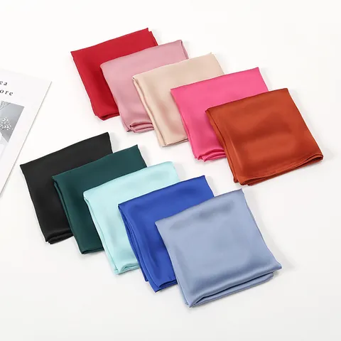 Pañuelo Cuadrado de Satén de Color Sólido Elegante para Mujer Bufanda de Cuello Suave Estilo Oficina Diadema Accesorio para Bolso