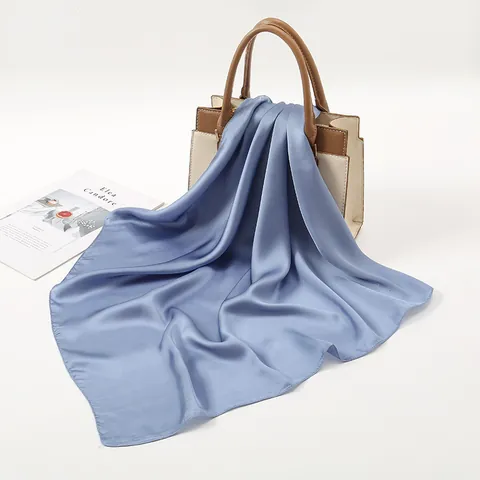 Pañuelo Cuadrado de Satén de Color Sólido Elegante para Mujer Bufanda de Cuello Suave Estilo Oficina Diadema Accesorio para Bolso