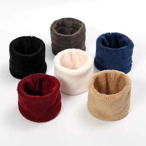 Calentador De Cuello De Invierno De Poliéster Lana De Imitación Color Sólido De Punto Para Hombre Mujer Al Aire Libre A Prueba De Viento