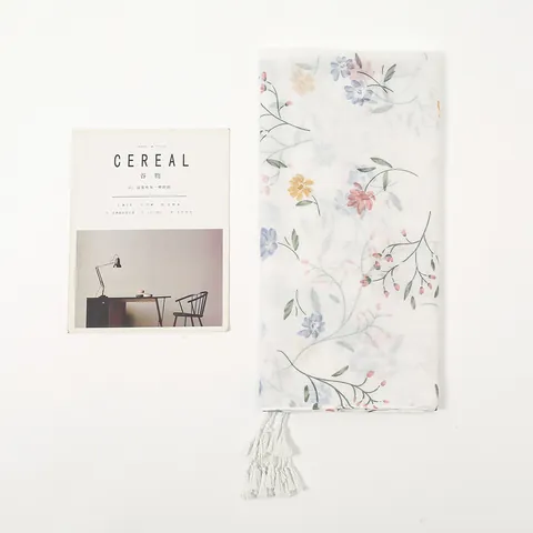 Bufanda Con Estampado Floral Para Mujer Elegante Tacto Algodón Lino Bufanda Blanca Con Borla Chal De Verano Ligero Para Viajes Diario