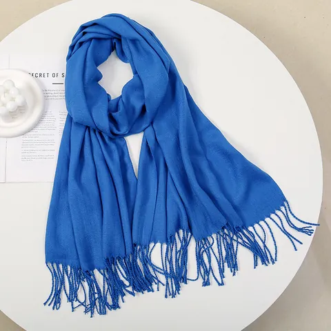 Solid Color Imitation Cashmere Scarf For Women Men Fashion Tassel Shawl Winter Warm Soft Wrap Scarf Polyester Fabric Art Scarf