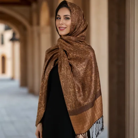 Women Paisley Print Long Scarf Shawl With Tassel Polyester Jacquard Wrap For Autumn Winter Daily Fashion Elegant Hijab