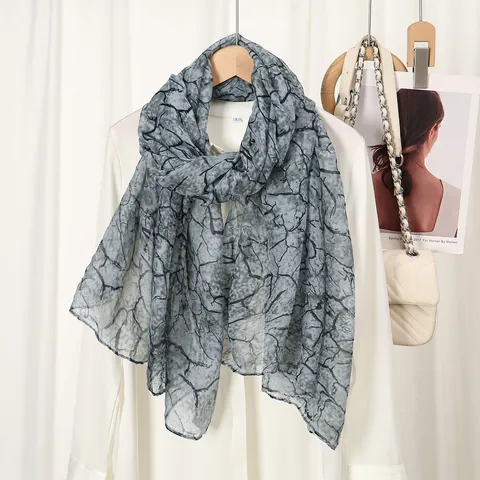Women's Vintage Tree Branch Pattern Voile Scarf Fashion Crackle Print Long Soft Breathable Shawl Wrap For Daily Travel Scarf