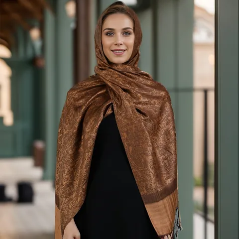Women Paisley Print Long Scarf Shawl With Tassel Polyester Jacquard Wrap For Autumn Winter Daily Fashion Elegant Hijab