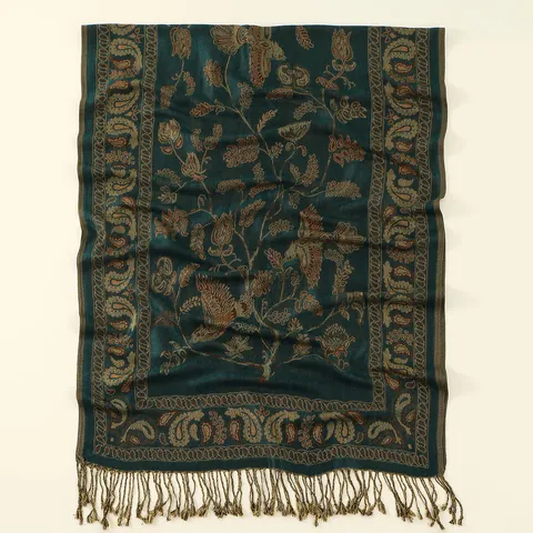 Vintage Ethnic Paisley Print Jacquard Shawl Scarf For Women Decorative Tassel Long Wrap Elegant Soft Scarf For Daily Travel