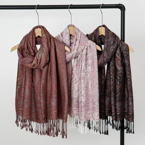 Bufanda Con Estampado Paisley Bohemio Para Mujer Chal Jacquard Vintage Con Borlas De Poliéster Suave Para Viajes