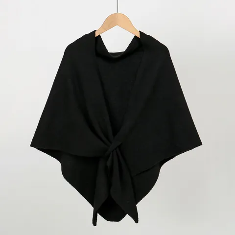 Women's Knitted Triangular Shawl Wrap Minimalist Solid Color Front Knot Warm Fashion Scarf For Autumn Winter Daily Wear