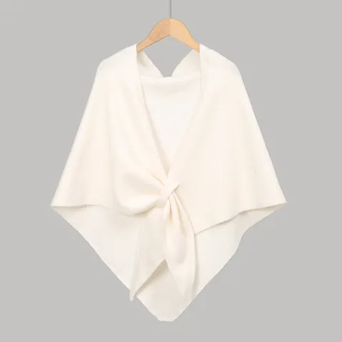 Women's Knitted Triangular Shawl Wrap Minimalist Solid Color Front Knot Warm Fashion Scarf For Autumn Winter Daily Wear