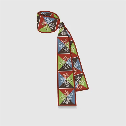 Pañuelo de Satén con Estampado Artístico Vintage para Mujer Cinta de Pelo Twilly Floral Geométrica Patchwork para Asa de Bolso Cuello Decoración