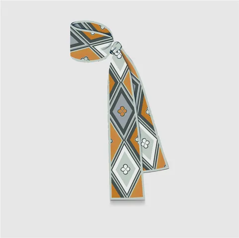 Vintage Satin Skinny Scarf For Women Artistic Van Gogh Oil Painting Dunhuang Style Hair Tie Ribbon Handbag Wrap Accessory
